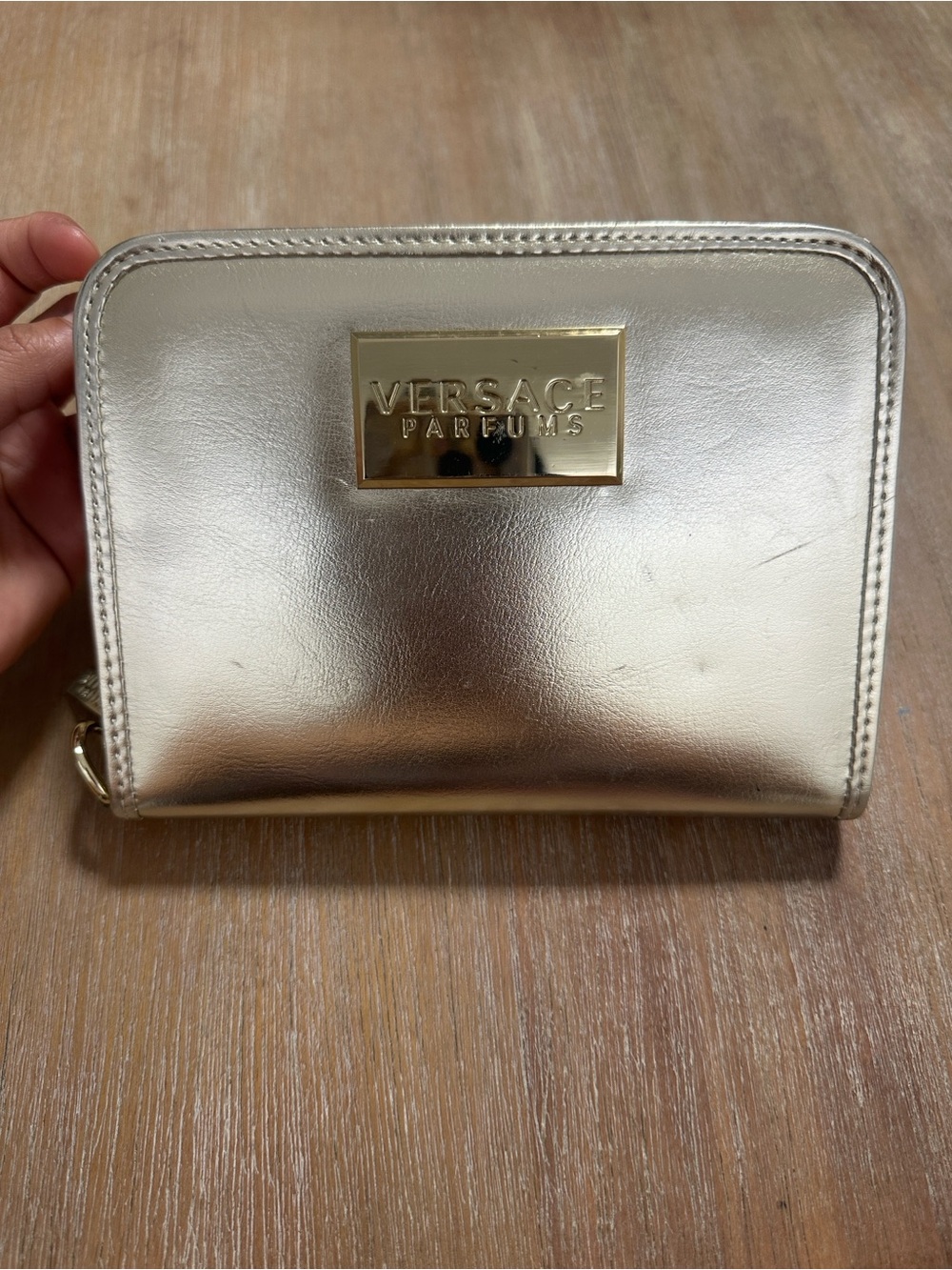Versace Parfums Metallic Gold Zip Around Wallet